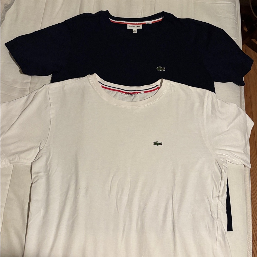 2 Lacoste Dark Blue & White Tee with Iconic Logo